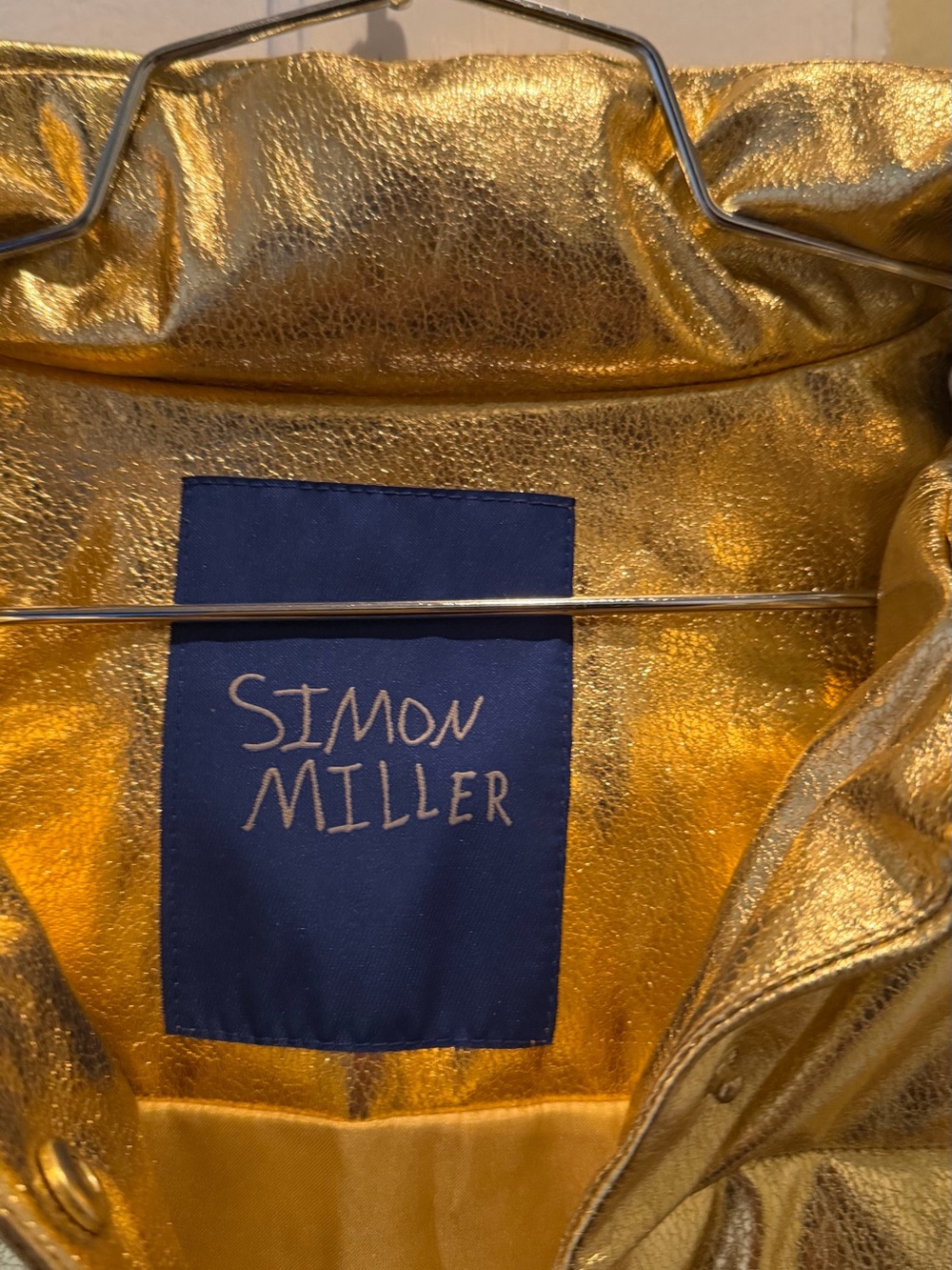 Simon Miller Metallic Gold Leather Puff Jacket Cest